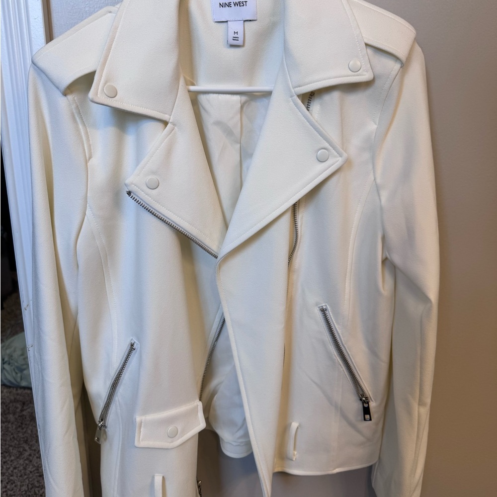Nine West Women's Off-White Leather Jacket